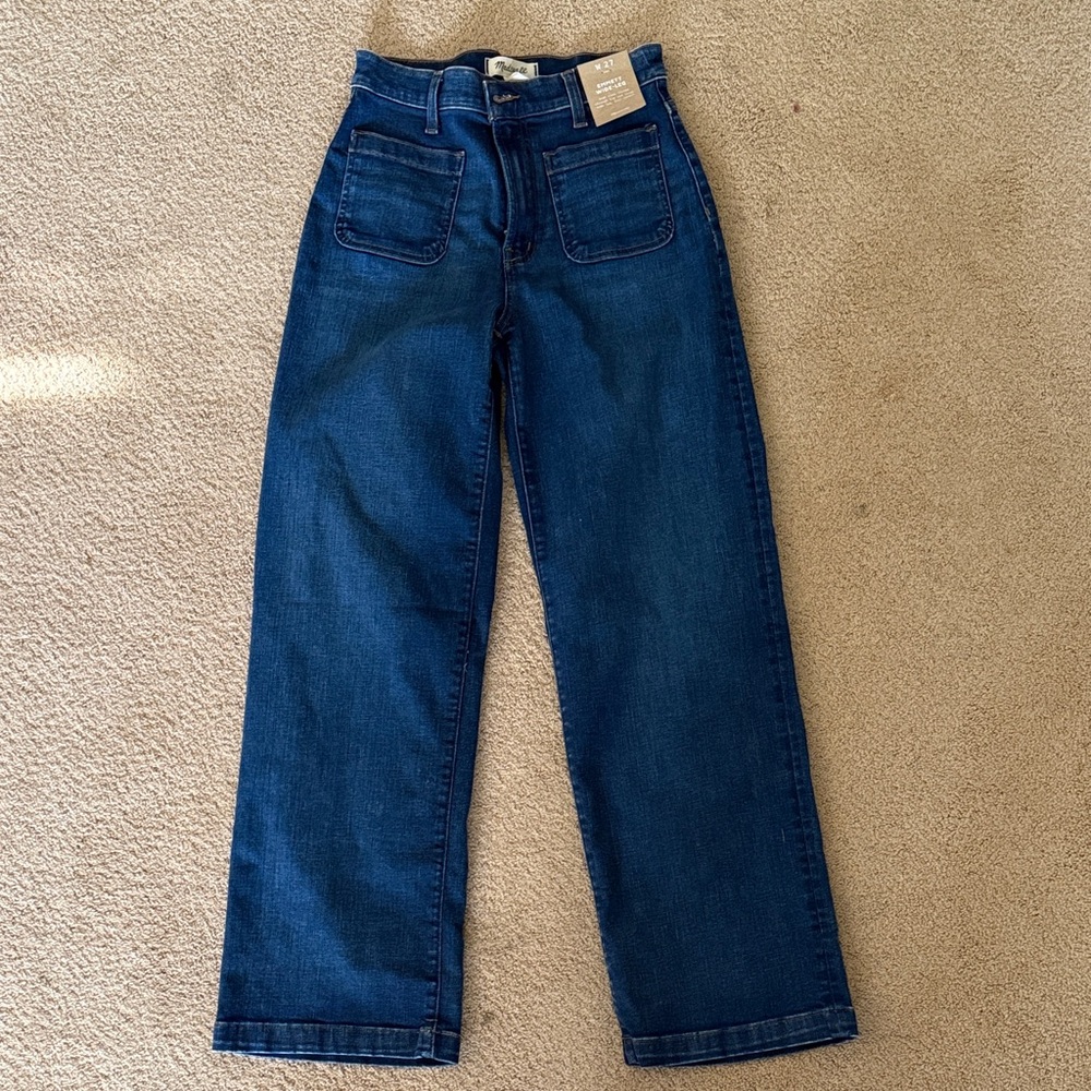 Madewell Emmett Wide-Leg Dark Blue Straight Leg Jeans w27 brand new